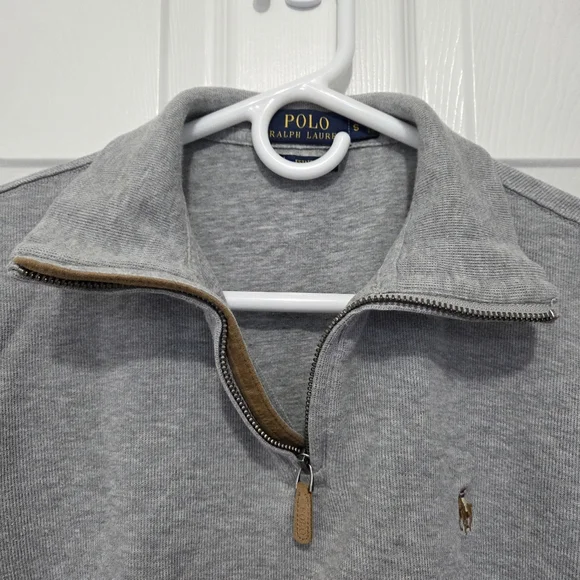 Polo Ralph Lauren Men Gray Estate Rib Quarter Zip Pullover Sweater Size Small - Picture 5 of 12